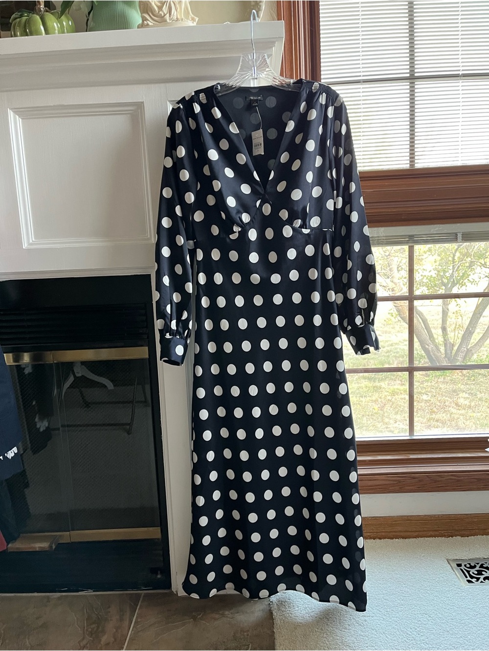 Ann Taylor Satin Dotted Midi Dress in Night Sky (Dark Indigo) - Picture 1 of 16